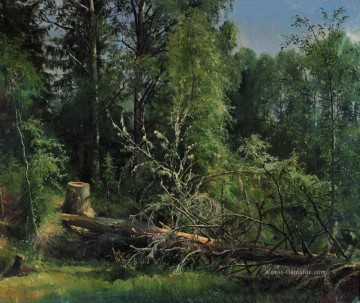 umgestürzter Baum 1875 klassische Landschaft Ivan Ivanovich Wald Ölgemälde